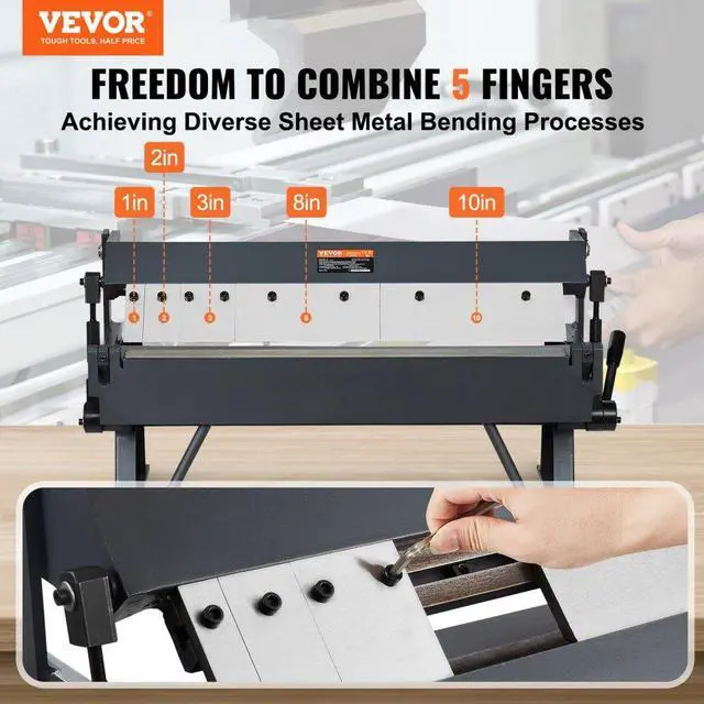 Alt view image 2 of 14 - VEVOR Box and Pan Brake, 24-Inch, 0-130 Degrees Sheet Metal Bending Brake, Portable Metal Bender with 20 Gauge Low Carbon Steel 14 Gauge Aluminum Capacity, 5 Adjustable Fingers for Metal Bending