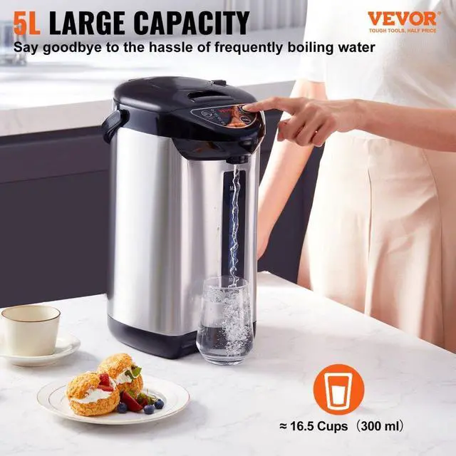 Alt view image 2 of 7 - VEVOR Hot Water Dispenser, Adjustable 4 Temperatures Water Boiler and Warmer, 304 Stainless Steel Countertop Water Heater, 3-Way Dispense for Tea, Coffee and Baby Formula, 5L/169 oz