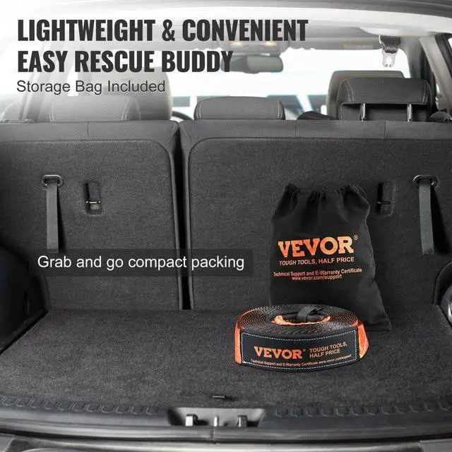 Alt view image 4 of 7 - VEVOR Off-Road Recovery Kit, 3" x 30', Heavy Duty Winch Recovery Kit with 30,000 lbs Capacity Polyester Tow Strap, 44,092 lbs D-Ring Shackles, Storage Bag, for ATVs, Jeeps, Off-Road Vehicles, Trucks