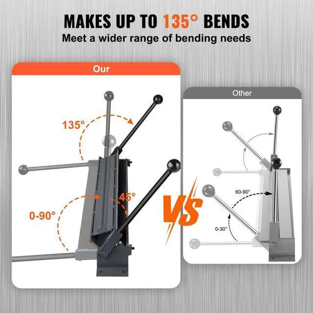 Alt view image 4 of 14 - VEVOR Box and Pan Brake, 36-Inch, 0-130 Degrees Sheet Metal Bending Brake, Portable Mini Metal Bender with 20 Gauge Low Carbon Steel 14 Gauge Aluminum Capacity Power Handle, for Metal Bending