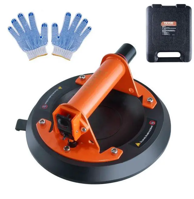 Main image of VEVOR Glass Suction Cup, 8" 615 lbs Load Capacity, Vacuum Suction Cup with Steel Handle and Carry Box, Heavy Duty Industrial Suction Cup Lifter Tool for Glass, Granite, Tile, Metal, Wood Panel Lifting