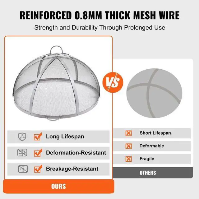 Alt view image 3 of 7 - VEVOR Firepit Spark Screen Lid, 40" Diameter, Outdoor Firepit Ring Cover Round Accessories, Fire Pit Metal Cover, Easy-Opening Stainless Steel Fire Ring Covers for Outdoor Patio Fire Pits Backyard