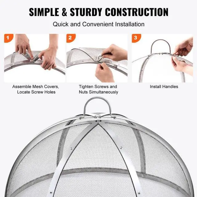 Alt view image 5 of 7 - VEVOR Firepit Spark Screen Lid, 40" Diameter, Outdoor Firepit Ring Cover Round Accessories, Fire Pit Metal Cover, Easy-Opening Stainless Steel Fire Ring Covers for Outdoor Patio Fire Pits Backyard