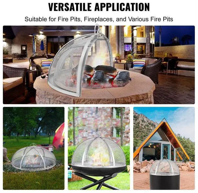 Alt view image 6 of 7 - VEVOR Firepit Spark Screen Lid, 40" Diameter, Outdoor Firepit Ring Cover Round Accessories, Fire Pit Metal Cover, Easy-Opening Stainless Steel Fire Ring Covers for Outdoor Patio Fire Pits Backyard