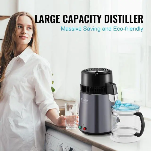 Alt view image 3 of 7 - VEVOR Water Distiller, 4L 1.05 Gallon Pure Water Purifier Filter For Home Countertop, 750W Distilled Water Maker, Stainless Steel Interior Distiller Water Making Machine to Make Clean Water, Gray