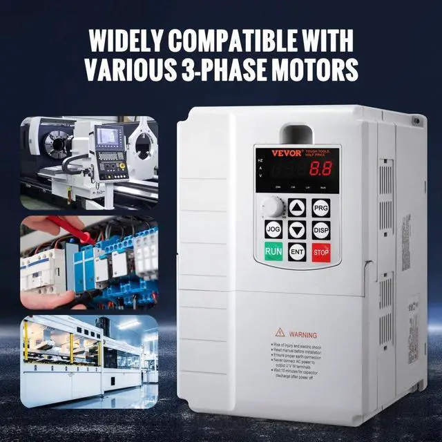 Alt view image 6 of 7 - VEVOR VFD 7.5KW, 34A, 10HP Variable Frequency Drive for 3-Phase Motor Speed Control
