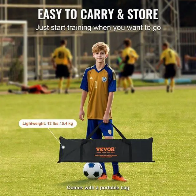 Alt view image 5 of 7 - VEVOR Soccer Trainer, 2-IN-1 Portable Soccer Rebounder Net, 71"x40" Iron Soccer Practice Equipment, Sports Football Rebounder Wall with Portable Bag, Perfect for Team Solo Training, Passing, Volley