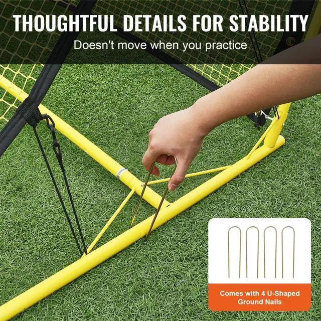 Alt view image 6 of 7 - VEVOR Soccer Trainer, 2-IN-1 Portable Soccer Rebounder Net, 71"x40" Iron Soccer Practice Equipment, Sports Football Rebounder Wall with Portable Bag, Perfect for Team Solo Training, Passing, Volley
