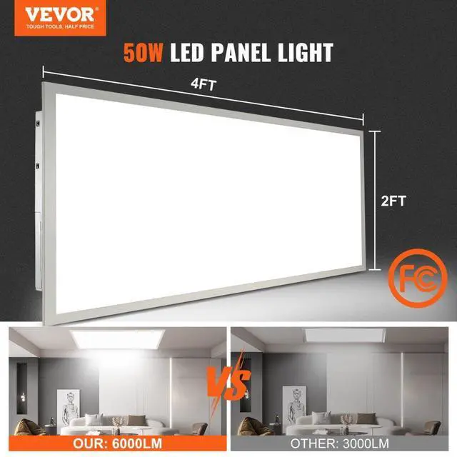Alt view image 2 of 7 - VEVOR 1 Pack 2x4 FT LED Flat Panel Light, 6000LM 50W, Surface Mount LED Drop Ceiling Light Fixture with Adjustable Color Temperature 3500K/4000K/5000K, Ultra Thin for Home Off Tested to UL Standards