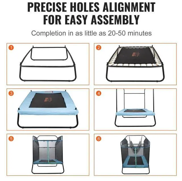 Alt view image 6 of 7 - VEVOR 6FT Trampoline for Kids, 72" Indoor/Outdoor Toddlers Trampoline, Mini Baby Trampoline with Safety Enclosure Net, Gymnastics Bar, Hammock, Recreational Trampoline Birthday Gift for 3+ Years Kids
