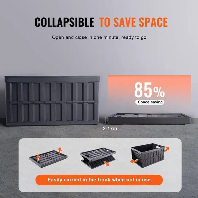 Alt view image 3 of 7 - VEVOR Collapsible Storage Bins with Lids, 65L 3 Packs, Folding Plastic Stackable Utility Crates with Handles, Large Heavy Duty Containers for Clothes, Toys, Books, Snack, Shoes, and Grocery Organizing
