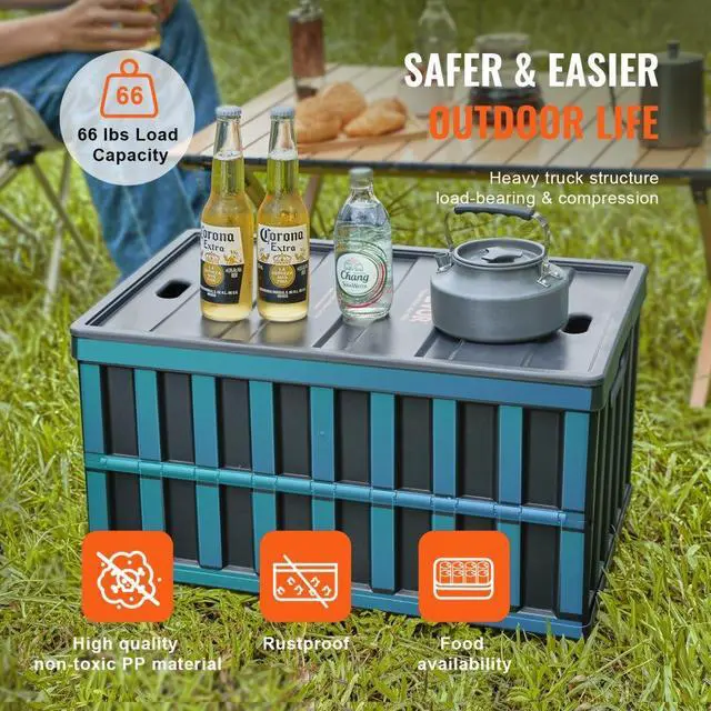 Alt view image 4 of 7 - VEVOR Collapsible Storage Bins with Lids, 65L 3 Packs, Folding Plastic Stackable Utility Crates with Handles, Large Heavy Duty Containers for Clothes, Toys, Books, Snack, Shoes, and Grocery Organizing