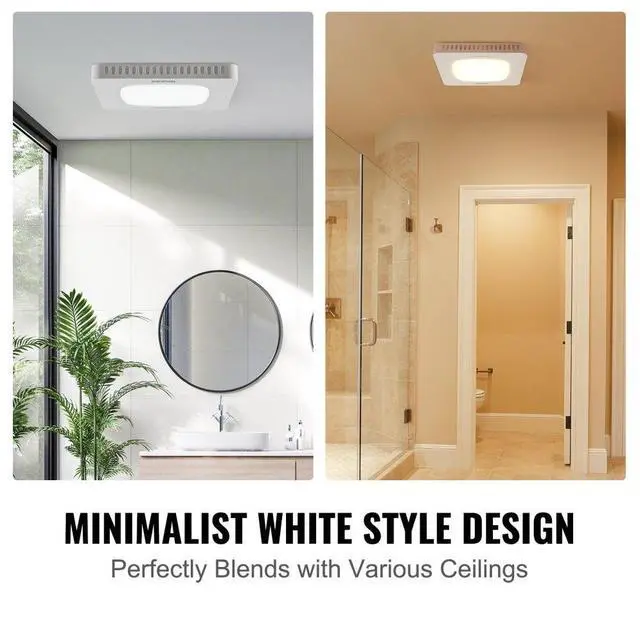 Alt view image 6 of 10 - VEVOR Bathroom Exhaust Fan, 80 CFM High-Efficiency Ventilation, 1.5sones Low Noise Operation All-Copper Motor, Energy-Saving Bathroom Ceiling Fan, No Need For Attic Access, For Various Ceilings