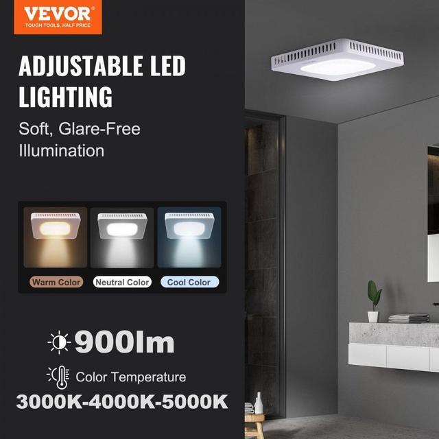 Alt view image 2 of 7 - VEVOR Bathroom Exhaust Fan, 110 CFM High-Efficiency Ventilation, 1.5sones Low Noise Operation All-Copper Motor, Energy-Saving Bathroom Ceiling Fan, Need For Attic Access, For Various Ceilings