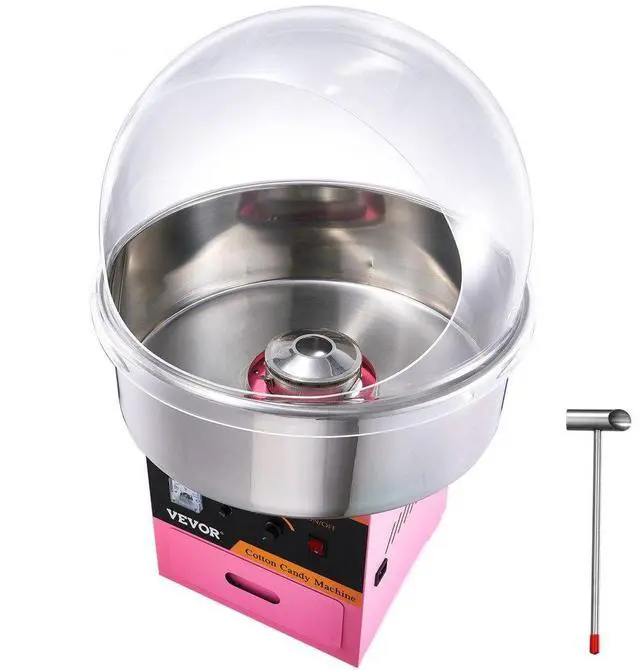 Main image of VEVOR Electric Cotton Candy Machine, 1000W Candy Floss Maker, Commercial Cotton Candy Machine with Stainless Steel Bowl, Sugar Scoop, and Cover, Perfect for Home Kids Birthday, Family Party Pink