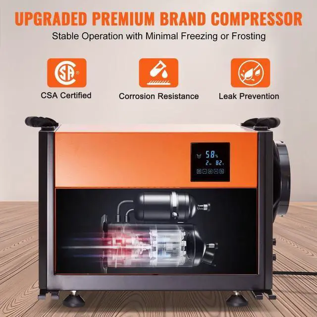 Alt view image 3 of 8 - VEVOR 125 Pints Commercial Dehumidifier with Drain Hose for Crawl Spaces  Basements Warehouse & Job Sites  Large Capacity Dehumidifier for Water Damage Restoration  Auto Defrost  CSA Listed