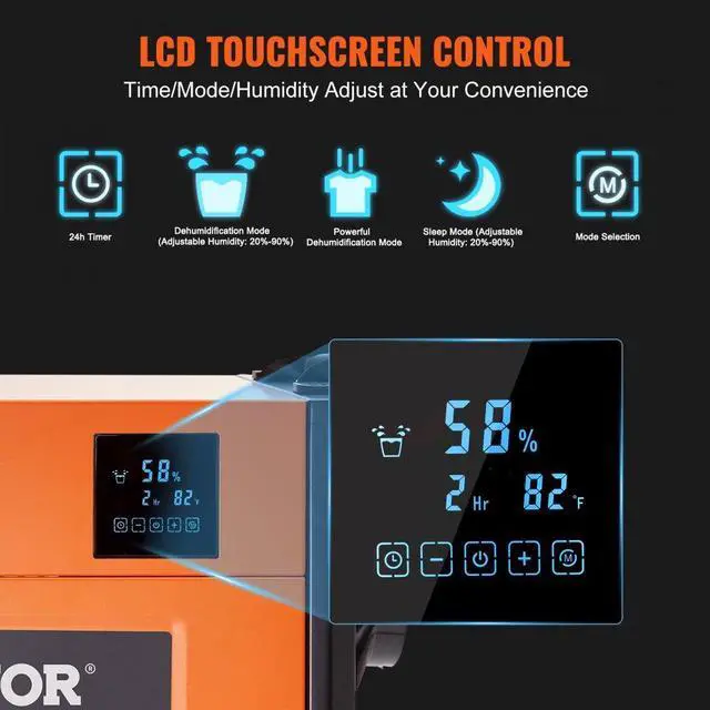 Alt view image 4 of 8 - VEVOR 125 Pints Commercial Dehumidifier with Drain Hose for Crawl Spaces  Basements Warehouse & Job Sites  Large Capacity Dehumidifier for Water Damage Restoration  Auto Defrost  CSA Listed