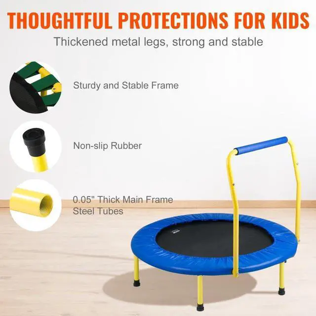 Alt view image 4 of 8 - VEVOR 3FT Trampoline for Kids Indoor/Outdoor Foldable Baby Toddlers Trampoline