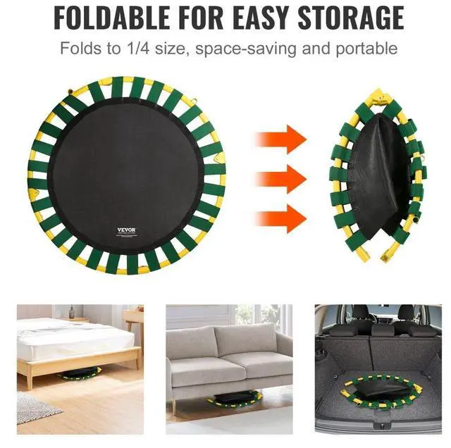 Alt view image 6 of 8 - VEVOR 3FT Trampoline for Kids Indoor/Outdoor Foldable Baby Toddlers Trampoline