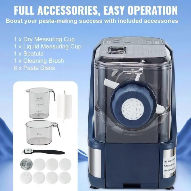 Alt view image 6 of 7 - VEVOR Electric Pasta Maker, 150W Automatic Noodle Maker Machine with 8 Pasta Shapes, 4 Intelligent Modes, 500g Flour Capacity Pasta Maker Machine with Measuring Cups, Cleaning Brush for Home Kitchen