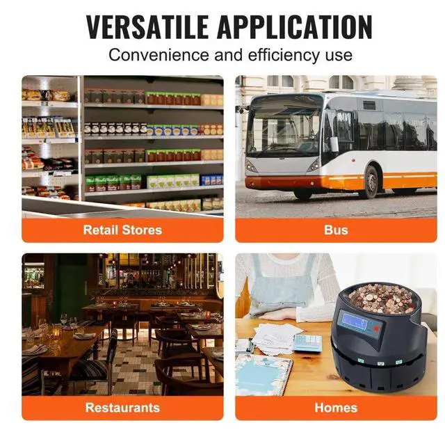 Alt view image 6 of 7 - VEVOR USD Coin Sorter Coin Counter Wrapper and Roller 300 Coins/min LCD Display