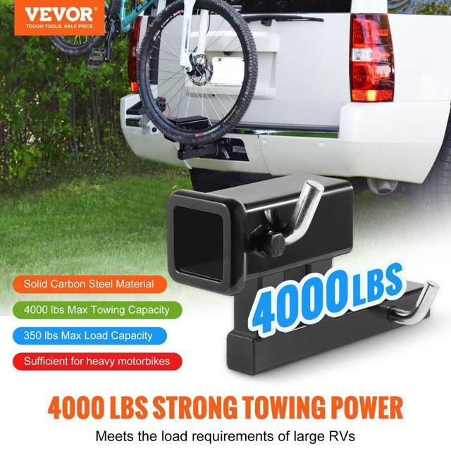 Alt view image 2 of 7 - VEVOR Hitch Adapter, 1-1/4" to 2" Receiver Hitch Extender Extension, Trailer Hitch Riser with 4" Rise/Drop, 6-1/2" Extension Length, 4000 lbs Towing Capacity, Hitch Pins, Bolt and Nut Included, Black