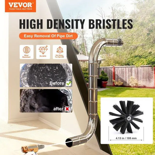 Alt view image 2 of 7 - VEVOR 40 FEET Dryer Vent Cleaner Kit, 29 Pieces Duct Cleaning Brush, Reinforced Nylon Dryer Vent Brush, Dryer Cleaning Tools Lint Remover with Flexible Lint Trap Brush, Clamp Connectors