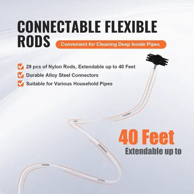 Alt view image 5 of 7 - VEVOR 40 FEET Dryer Vent Cleaner Kit, 29 Pieces Duct Cleaning Brush, Reinforced Nylon Dryer Vent Brush, Dryer Cleaning Tools Lint Remover with Flexible Lint Trap Brush, Clamp Connectors