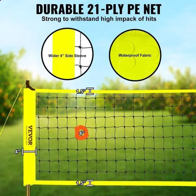 Alt view image 3 of 7 - VEVOR Outdoor Portable Volleyball Net System, Adjustable Height Steel Poles, Professional Volleyball Set with PVC Volleyball, Pump, Carrying Bag, Heavy Duty Volleyball Net for Backyard, Beach, Lawn