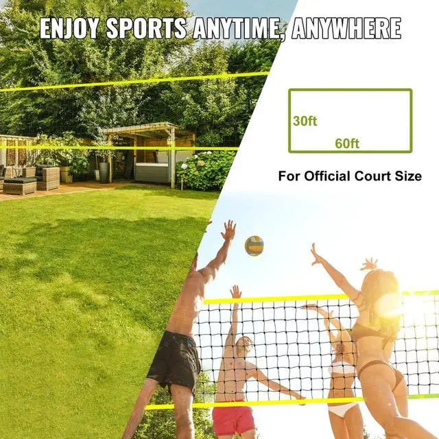 Alt view image 7 of 7 - VEVOR Outdoor Portable Volleyball Net System, Adjustable Height Steel Poles, Professional Volleyball Set with PVC Volleyball, Pump, Carrying Bag, Heavy Duty Volleyball Net for Backyard, Beach, Lawn