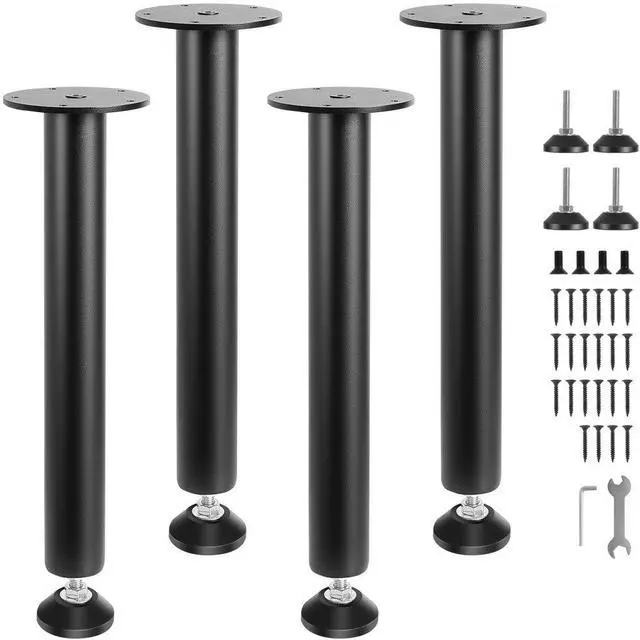 Main image of VEVOR 16 Inch Adjustable Desk Legs, Reinforced Steel Office Table Furniture legs Set of 4 for DIY, 1200 lbs Load Capacity Heavy Duty Desk Legs, Quick Instalation Legs with Adjustable Foot Cup Black