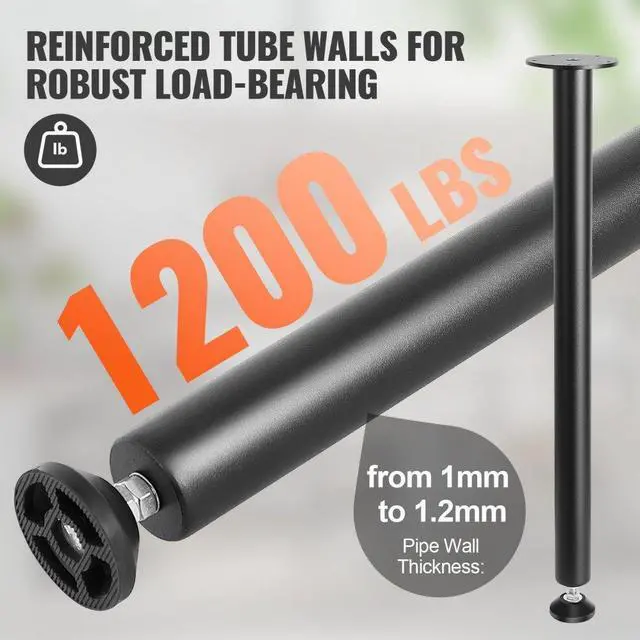 Alt view image 3 of 7 - VEVOR 28 Inch Adjustable Desk Legs, Reinforced Steel Office Table Furniture legs Set of 4 for DIY, 1200 lbs Load Capacity Heavy Duty Desk Legs, Quick Instalation Legs with Adjustable Foot Cup Black