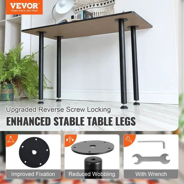 Alt view image 2 of 7 - VEVOR 30" Solid Steel Adjustable Desk Legs Office Table Furniture Set of 4 Black