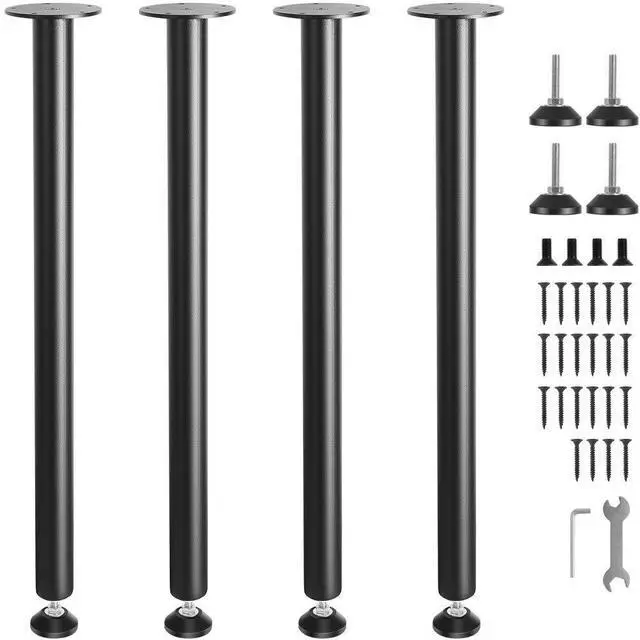 Main image of VEVOR 30" Solid Steel Adjustable Desk Legs Office Table Furniture Set of 4 Black