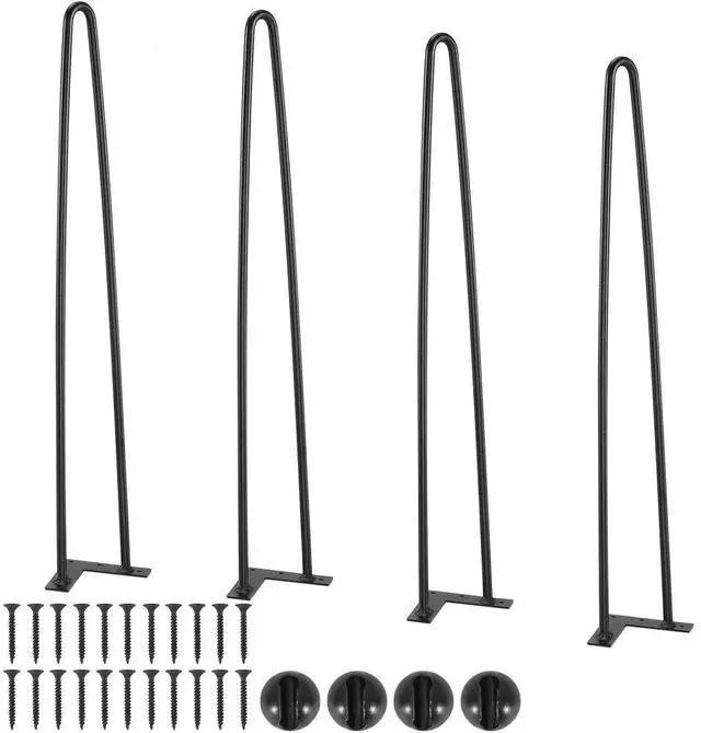 Main image of VEVOR 28" Hairpin Furniture Legs, Metal Home DIY Projects for Nightstand, Coffee Table, Desk, 500lbs Load Capacity with Rubber Floor Protectors, Metal Heavy Duty Sturdy Modern Table Legs, 4PCS Black