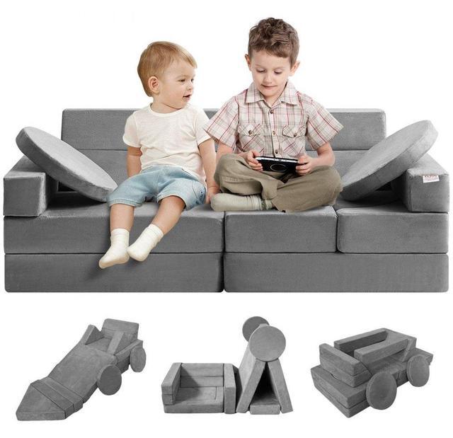 Main image of VEVOR Play Couch, Modular Kids Nugget Couch 15pcs, Toddler Foam Sofa Couch with High-density 25D Sponge for Playing, Creating, Sleeping, Imaginative Kids Furniture for Bedroom and Playroom