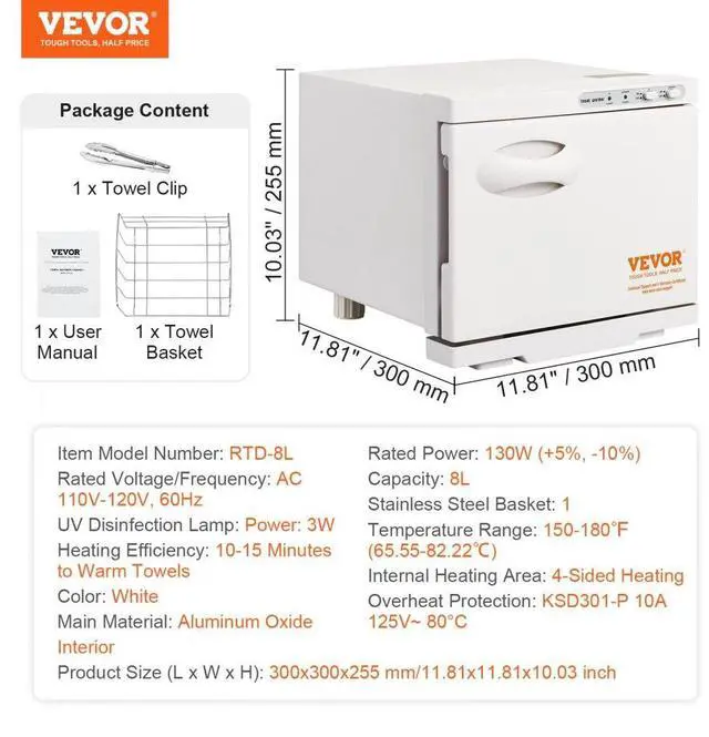 Alt view image 7 of 7 - VEVOR Hot Towel Warmer, 8L Spa Hot Towel Warmer Cabinet, 2-in-1 Towel Warmer with Stainless Steel Rack, Holds up to 16 Towels, All-round Heating for Facials, SPA, Massage, Salon, Bathroom, Esthetician