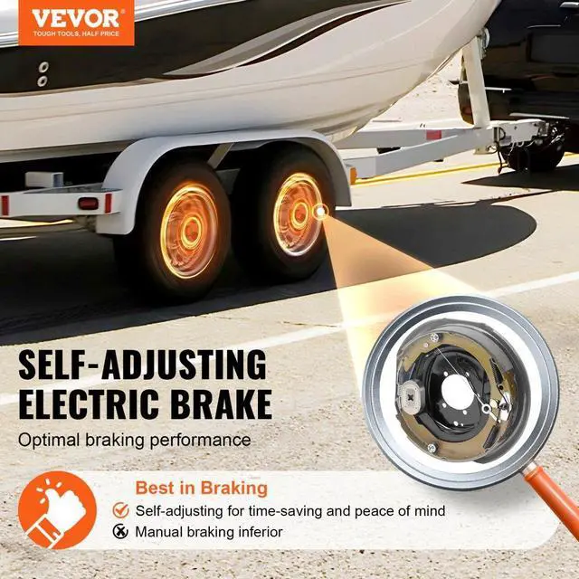 Alt view image 2 of 7 - VEVOR Electric Trailer Brake Assembly, 12" x 2", 2 Pairs Self-Adjusting Electric Brakes Kit for 7000 lbs Axle, 5-Hole Mounting, Backing Plates for Braking System Part Replacement (2 Right + 2 Left)