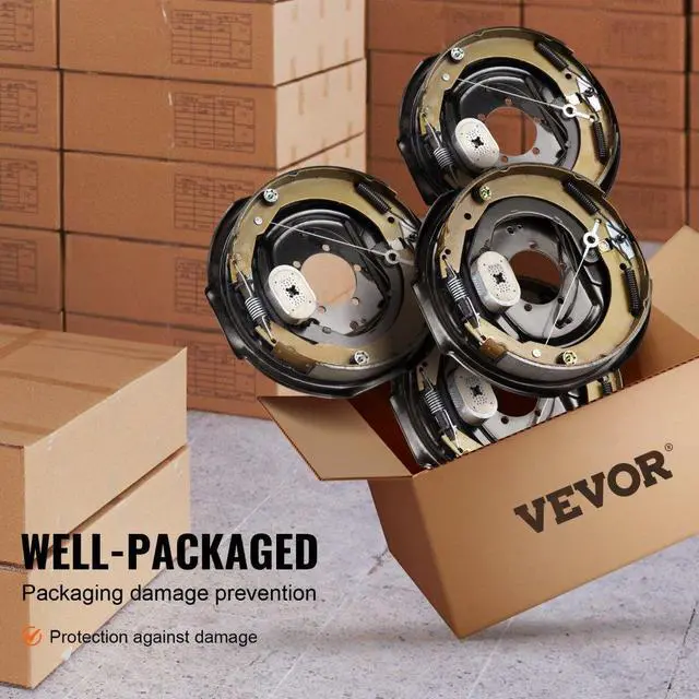 Alt view image 6 of 7 - VEVOR Electric Trailer Brake Assembly, 12" x 2", 2 Pairs Self-Adjusting Electric Brakes Kit for 7000 lbs Axle, 5-Hole Mounting, Backing Plates for Braking System Part Replacement (2 Right + 2 Left)