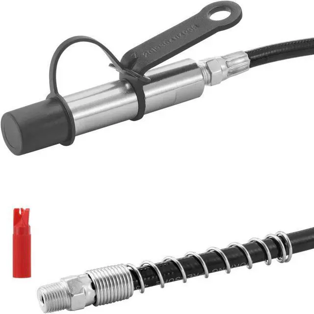 Main image of VEVOR Grease Gun Coupler, 10000 PSI High Pressure, 3-Jaw Locking, Quick Release Grease Gun Tip with Hose/Zerk Fittings Cleaner/Leak-Proof Cap, Compatible with All Grease Guns 1/8" NPT Grease Fittings