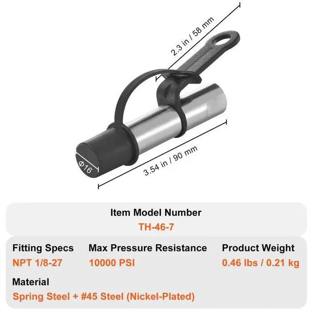 Alt view image 7 of 7 - VEVOR Grease Gun Coupler, 10000 PSI High Pressure, 3-Jaw Locking, Quick Release Grease Gun Tip with Hose/Zerk Fittings Cleaner/Leak-Proof Cap, Compatible with All Grease Guns 1/8" NPT Grease Fittings