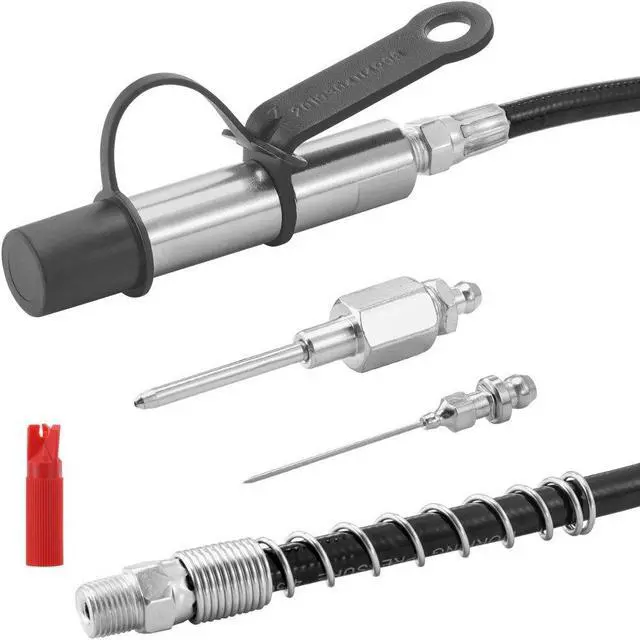 Main image of VEVOR Grease Gun Coupler, 10000 PSI High Pressure, 3-Jaw Locking, Quick Release Grease Gun Tip with Hose/Zerk Fittings Cleaner/Extension Needles, Compatible with All Grease Guns 1/8" NPT Fittings