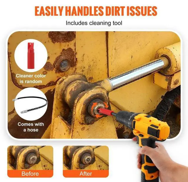 Alt view image 5 of 7 - VEVOR Grease Gun Coupler, 10000 PSI High Pressure, 3-Jaw Locking, Quick Release Grease Gun Tip with Hose/Zerk Fittings Cleaner/Extension Needles, Compatible with All Grease Guns 1/8" NPT Fittings