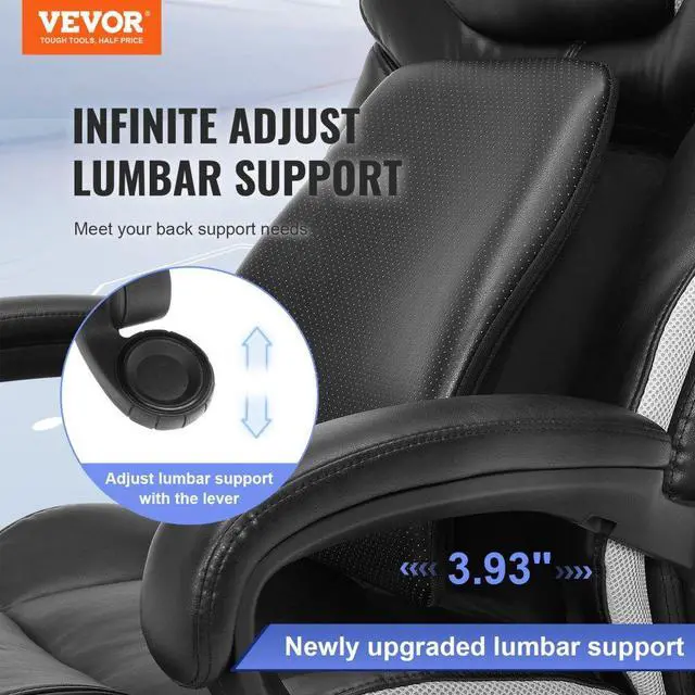 Alt view image 2 of 7 - VEVOR Heavy Duty Executive Office Chair with Cutting-edge Adjustable Lumbar Support for Long Hours, Big and Tall 400lbs Office Chair, Wide Thick Padded Strong Metal Base Quiet Wheels