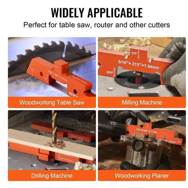 Alt view image 6 of 7 - VEVOR Router Table Setup Bars, 14 pcs, Precision Aluminum Setup Blocks Height Gauge Set, with Laser Engraved Size Markings Storage Case, Measuring Depth Height Angle, for Router Table Saw Accessories