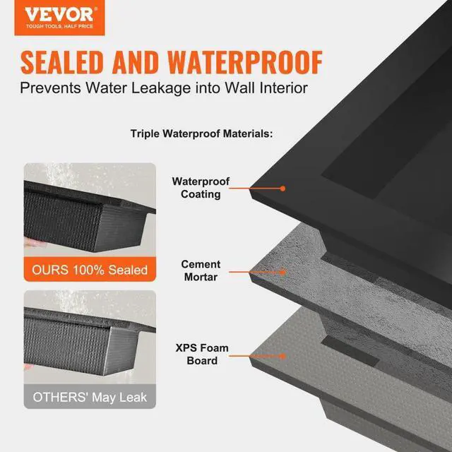 Alt view image 2 of 7 - VEVOR Shower Niche Ready for Tile 16" x 24", Double Shelf Organizer, Square Corners Wall-inserted Niche Recessed, Sealed Protection Modern Soap Storage Niche for Shower Bathroom, Black