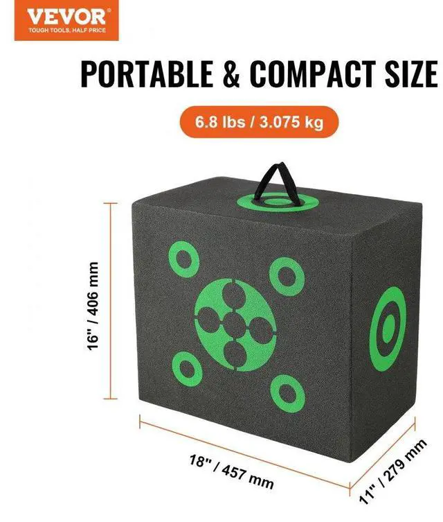 Alt view image 2 of 14 - VEVOR Archery Target, 16"x18" All-side Shotting Archery Arrow Target, Outdoor Portable Archery Target with Carry Handle, Easy Arrow Removal, Great Visibility, Lightweight, Easy to Transport, Black