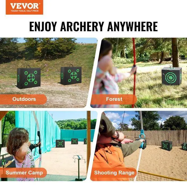 Alt view image 7 of 14 - VEVOR Archery Target, 16"x18" All-side Shotting Archery Arrow Target, Outdoor Portable Archery Target with Carry Handle, Easy Arrow Removal, Great Visibility, Lightweight, Easy to Transport, Black