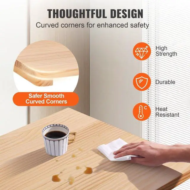 Alt view image 5 of 7 - VEVOR Wall Mounted Folding Table, Wall Mounted Drop Leaf Tables, Solid Wood Floating Desk for Dining, Laundry Room, Office, 31.5" x 23.58" x 17.24" Fold Down Desk