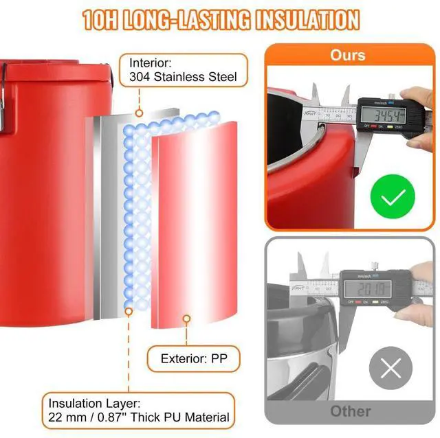 Alt view image 3 of 7 - VEVOR Stainless Steel Insulated Beverage Dispenser, 4.5 Gallon 17.2 Liter, Thermal Hot and Cold Drink Server Dispenser with Spigot Handle, Food-grade for Hot Tea Coffee Water Restaurant Drink Shop